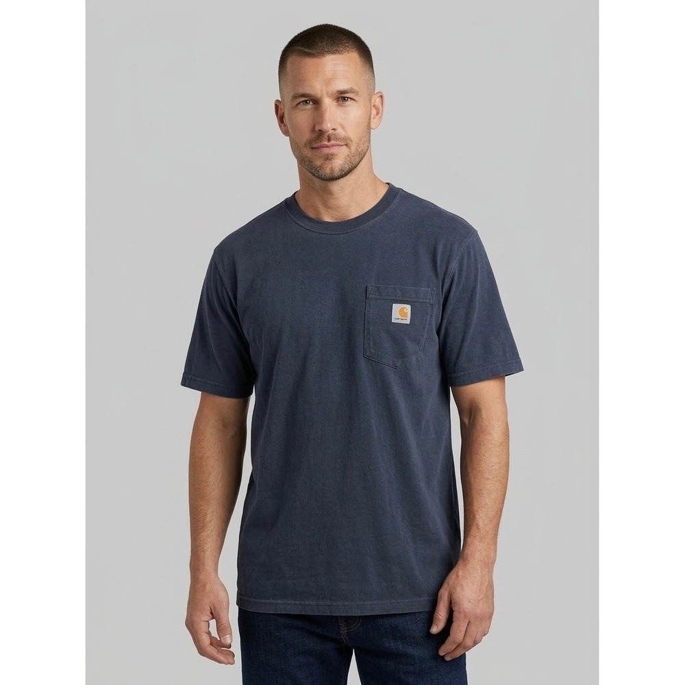 Carhartt K87 NVY Mens Loose Fit Heavyweight Pocket T-Shirt Navy Blue Size M